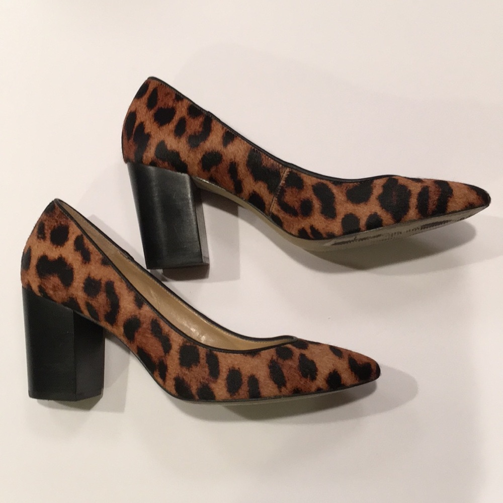 Pony Skin Leopard/Chetah Print Chunky Heel Pumps